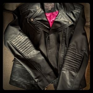 Women's Cole Haan leather moto biker jacket